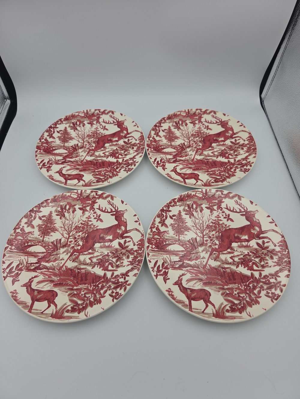 Pottery Alpine Toile Scenic Ceramic Dinner Plates - Set of 4